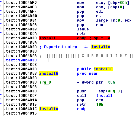 Exported function installA