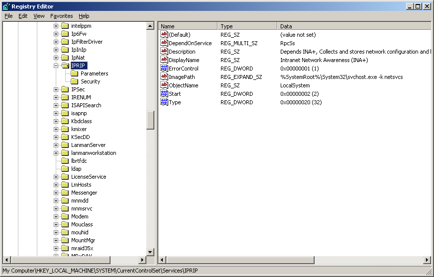 Service created by malware, name