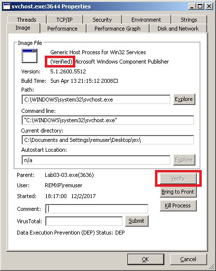 Verified executable